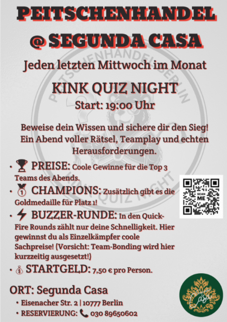 Peitschenhandel Kink Quiz Night Poster