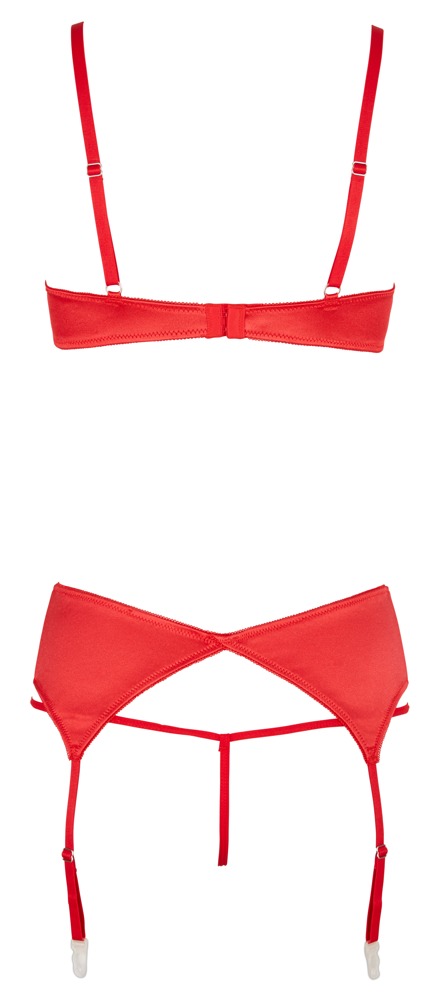 Rotes Hebe-Set mit Strapsgürtel und String – Cottelli LINGERIE