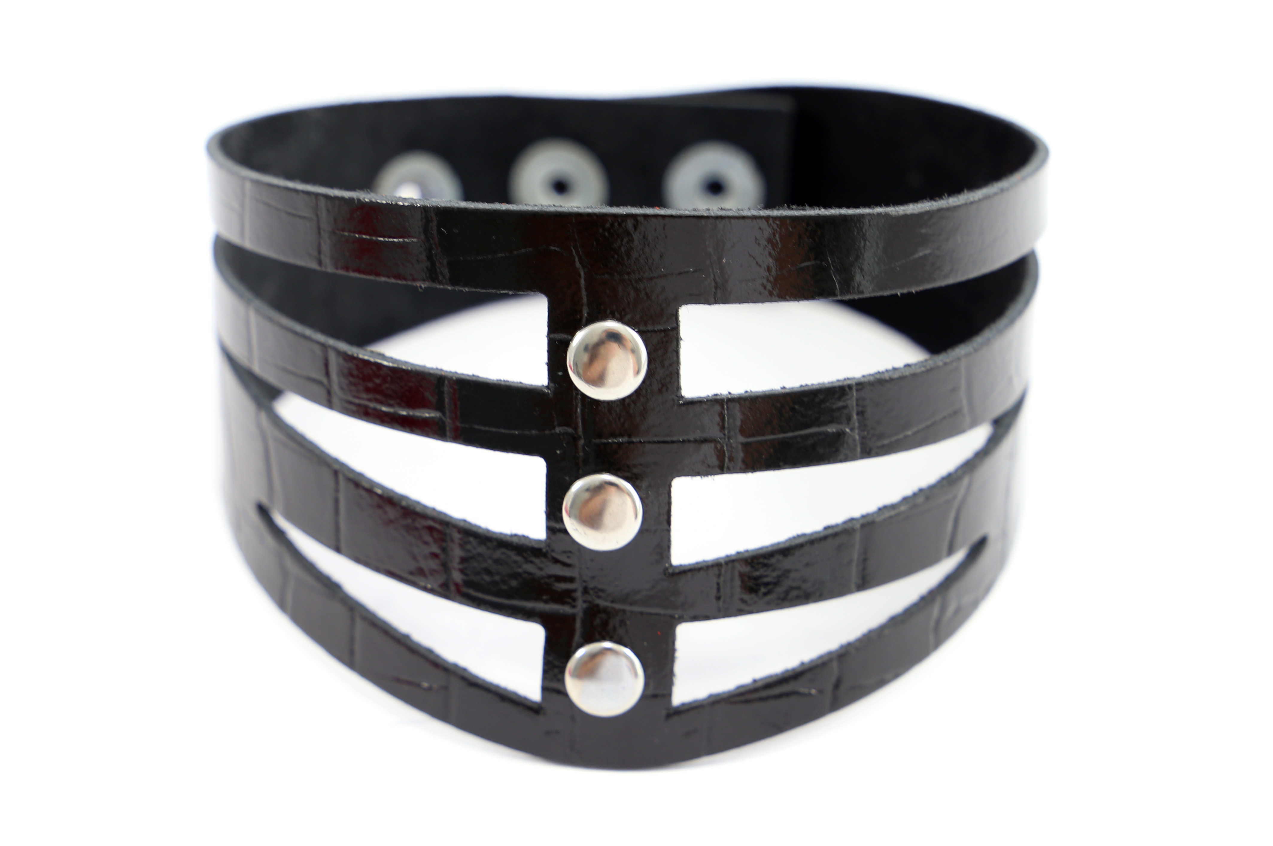 Lack Kroko Halsband "Riemchen Look"