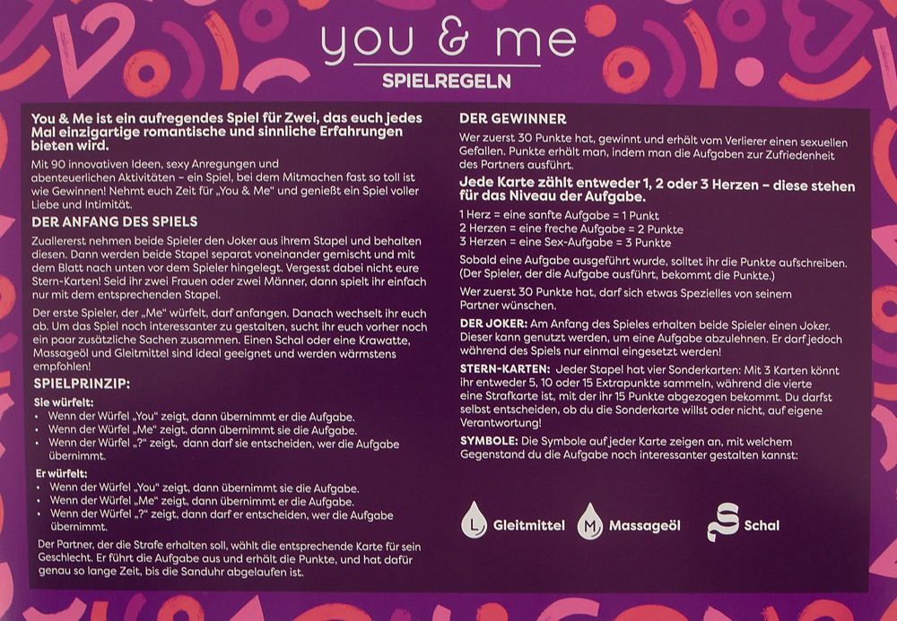 Erotisches Paar-Kartenspiel You & Me